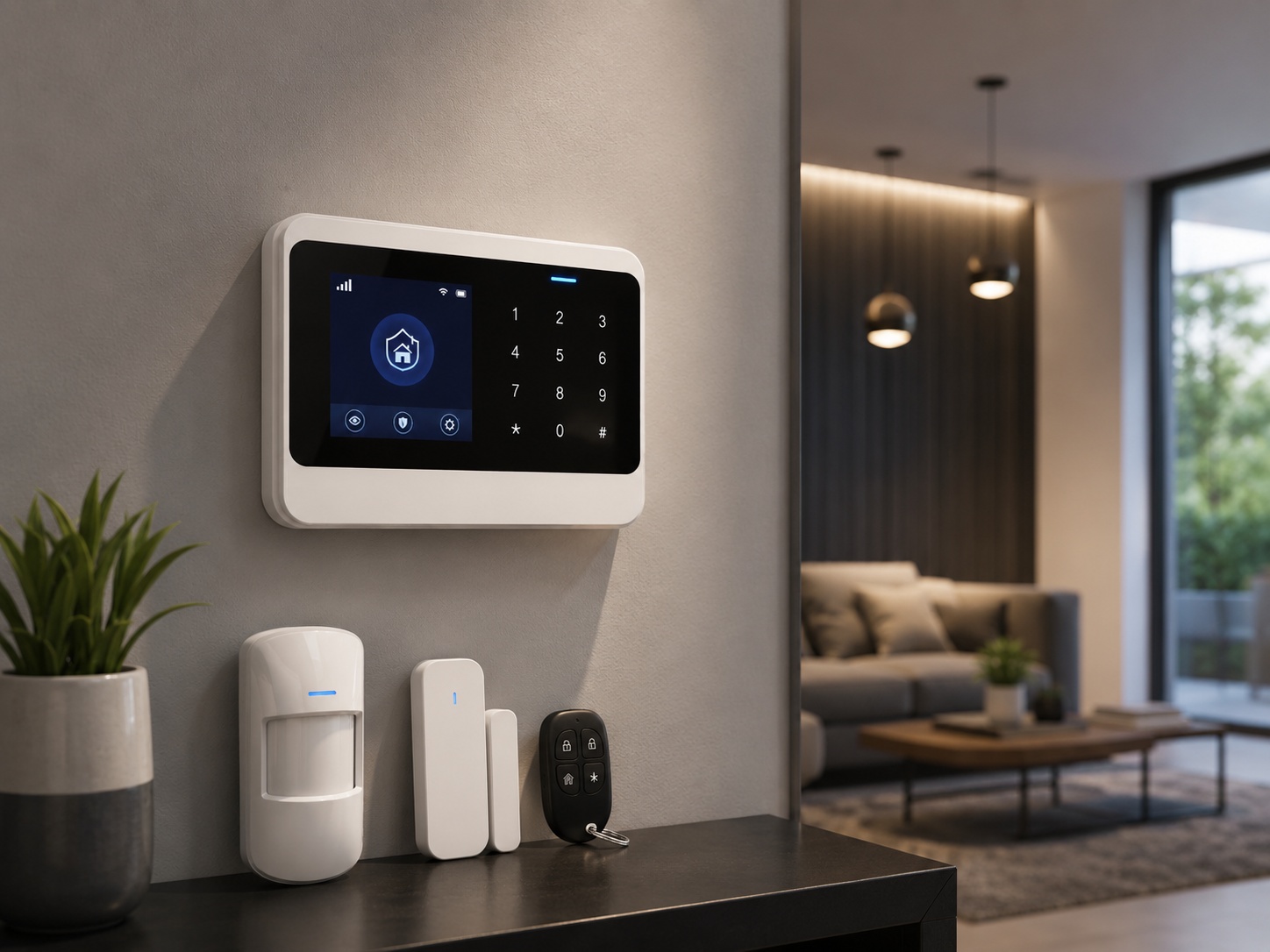 Modern touchscreen burglar alarm keypad system